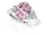 White gold Fancy Pink Oval Cut Cut Diamond Cluster Ring with Solitaire Band and Four-Prong Setting_49