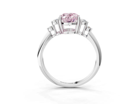 White gold Fancy Pink Oval Cut Cut Diamond Cluster Ring with Solitaire Band and Four-Prong Setting_51