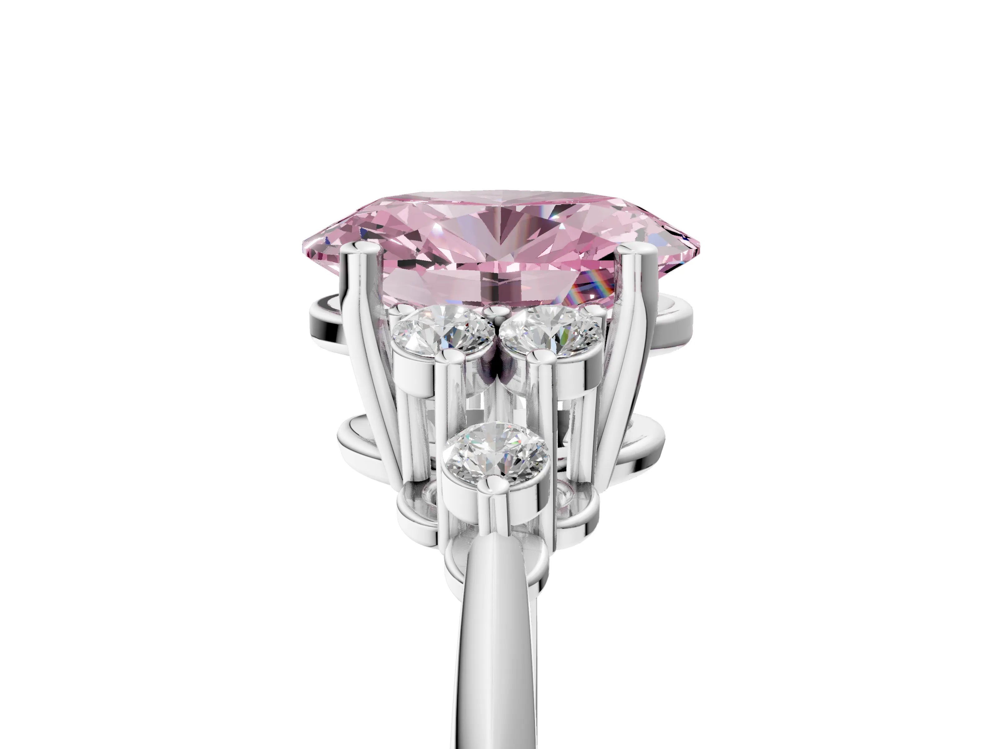 White gold Fancy Pink Oval Cut Cut Diamond Cluster Ring with Solitaire Band and Four-Prong Setting_53