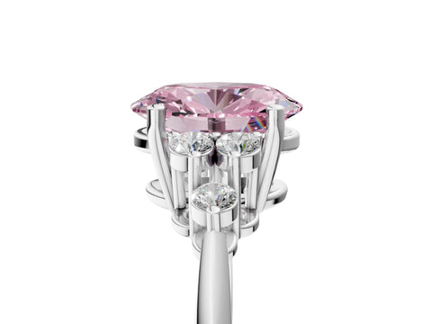 White gold Fancy Pink Oval Cut Cut Diamond Cluster Ring with Solitaire Band and Four-Prong Setting_53