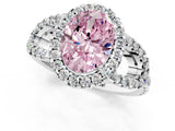 White gold Fancy Pink Oval Cut Cut Diamond Halo Engagement Ring with Open Split Pavé Band_1