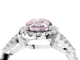 White gold Fancy Pink Oval Cut Cut Diamond Halo Engagement Ring with Open Split Pavé Band_4