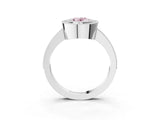 White gold Fancy Pink Oval Cut-Cut Diamond Halo Engagement Ring with Pave Band and Prong Setting_3