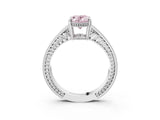 White gold Fancy Pink Oval Cut Cut Diamond Milgrain Pave Band Four-Prong Setting Ring_18