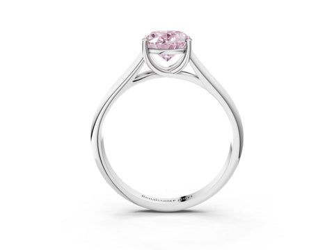 White gold Fancy Pink Oval Cut Cut Diamond Solitaire Engagement Ring with Tapered Plain Band and Four-Prong Setting_15