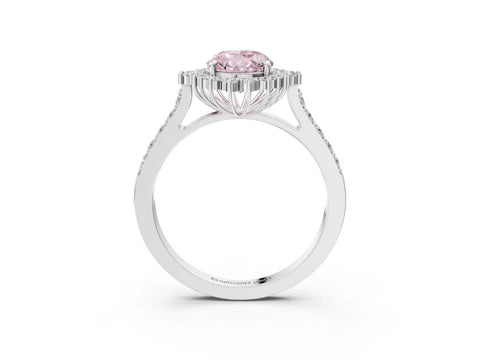 White gold Fancy Pink Oval Cut Cut Diamond Sunburst Halo Engagement Ring with Pavé Band_21