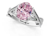 White gold Fancy Pink Oval Cut Cut Diamond Twisted Band with Milgrain Pave Setting and Four-Prong Setting_13