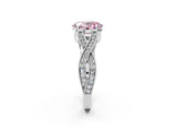 White gold Fancy Pink Oval Cut Cut Diamond Twisted Band with Milgrain Pave Setting and Four-Prong Setting_14