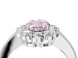 White gold Fancy Pink Oval Cut Cut Halo Diamond Pavé Engagement Ring with Milgrain Detailing_16