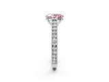 White gold Fancy Pink Oval Cut Cut Pave Band Milgrain Solitaire Ring_2