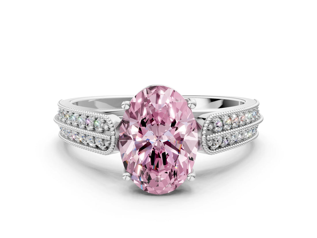 White gold Fancy Pink Oval Cut Cut Pave Split Shank Engagement Ring with Four-Prong Setting_12