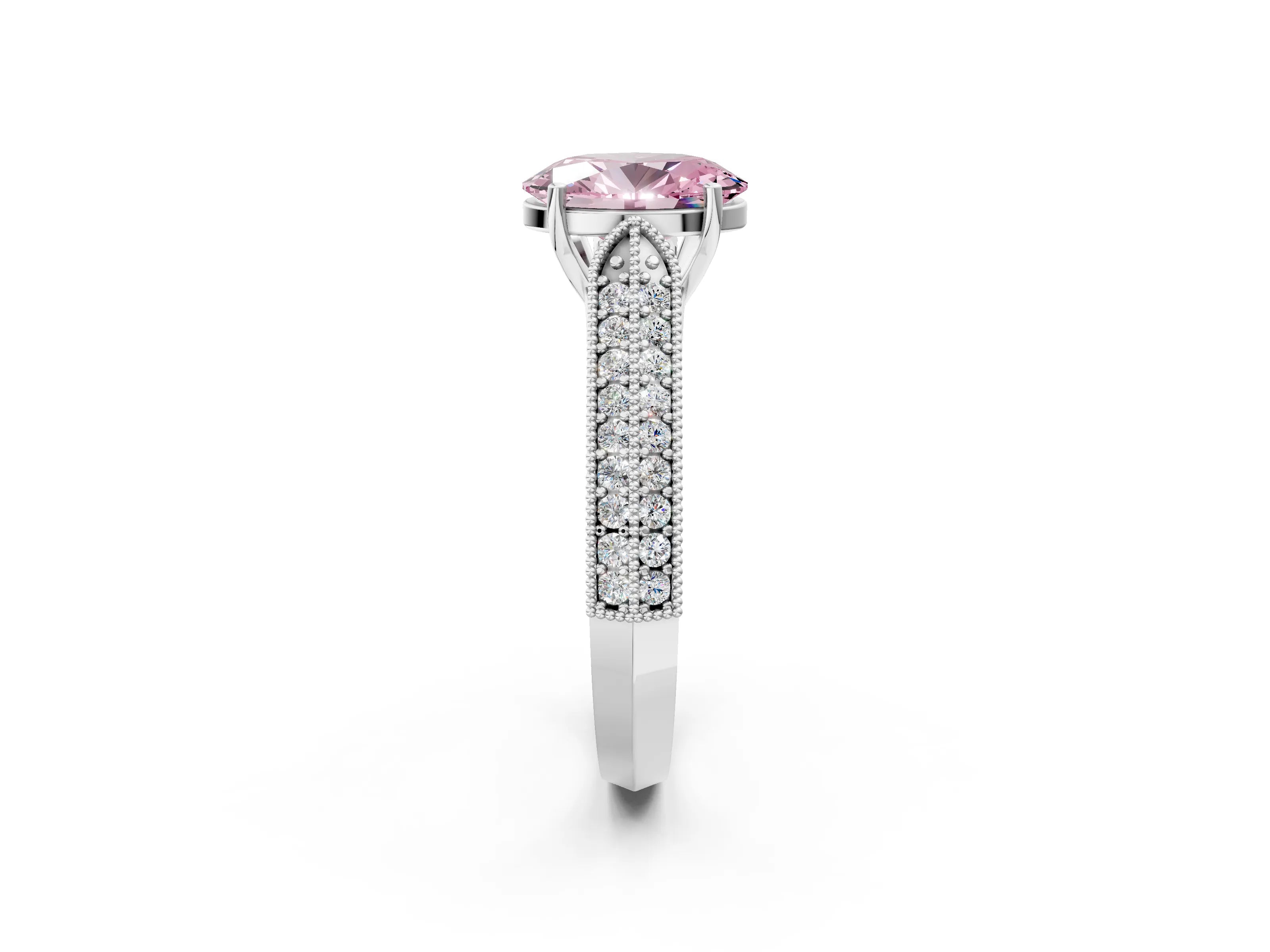 White gold Fancy Pink Oval Cut Cut Pave Split Shank Engagement Ring with Four-Prong Setting_14