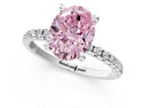 White gold Fancy Pink Oval Cut Diamond Brilliant Solitaire Ring with Pavé Band and Four-Prong Setting_13