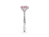 White gold Fancy Pink Oval Cut Diamond Brilliant Solitaire Ring with Pavé Band and Four-Prong Setting_14
