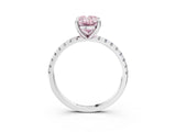 White gold Fancy Pink Oval Cut Diamond Brilliant Solitaire Ring with Pavé Band and Four-Prong Setting_15