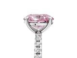 White gold Fancy Pink Oval Cut Diamond Brilliant Solitaire Ring with Pavé Band and Four-Prong Setting_17