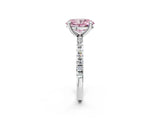 White gold Fancy Pink Oval Cut Diamond Brilliant Solitaire Ring with Pavé Band and Four-Prong Setting_26