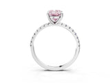 White gold Fancy Pink Oval Cut Diamond Brilliant Solitaire Ring with Pavé Band and Four-Prong Setting_27