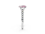 White gold Fancy Pink Oval Cut Diamond Cathedral Solitaire Ring with Round  Pavé Band_248