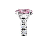 White gold Fancy Pink Oval Cut Diamond Cathedral Solitaire Ring with Round  Pavé Band_251