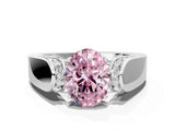 White gold Fancy Pink Oval Cut Diamond Channel Set Solitaire Ring with Four-Prong Setting_42