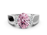 White gold Fancy Pink Oval Cut Diamond Channel Set Solitaire Ring with Four-Prong Setting_50