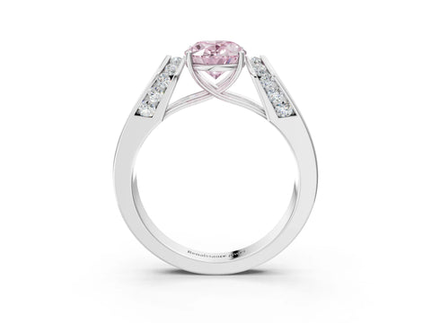 White gold Fancy Pink Oval Cut Diamond Channel Set Solitaire Ring with Four-Prong Setting_53