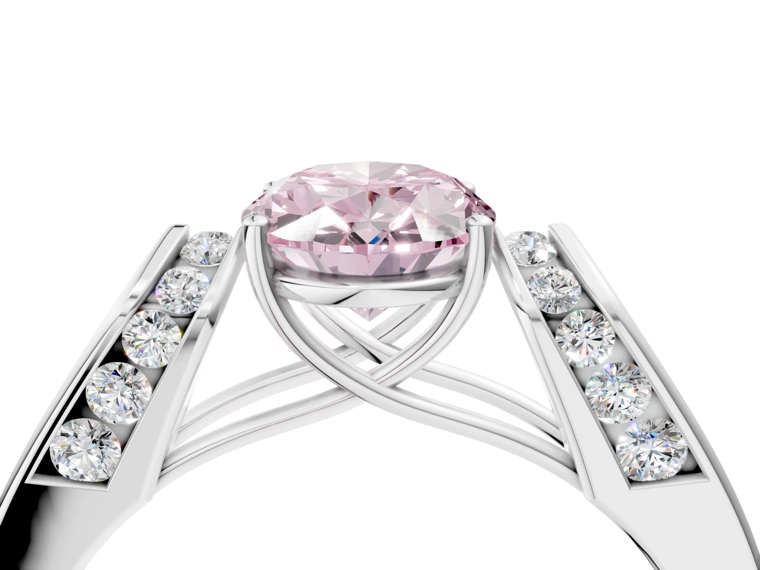White gold Fancy Pink Oval Cut Diamond Channel Set Solitaire Ring with Four-Prong Setting_54