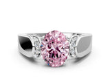 White gold Fancy Pink Oval Cut Diamond Channel Set Solitaire Ring with Four-Prong Setting_57