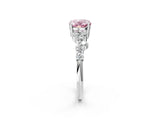White gold Fancy Pink Oval Cut Diamond Cluster Pavé Band with Four-Prong Setting_15