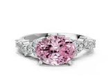 White gold Fancy Pink Oval Cut Diamond Cluster Pavé Band with Four-Prong Setting_3