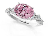 White gold Fancy Pink Oval Cut Diamond Cluster Pavé Band with Four-Prong Setting_4