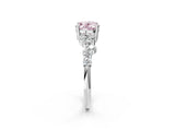 White gold Fancy Pink Oval Cut Diamond Cluster Pavé Band with Four-Prong Setting_5