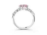 White gold Fancy Pink Oval Cut Diamond Cluster Pavé Band with Four-Prong Setting_6