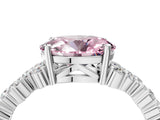 White gold Fancy Pink Oval Cut Diamond Cluster Pavé Band with Four-Prong Setting_7