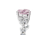 White gold Fancy Pink Oval Cut Diamond Cluster Pavé Band with Four-Prong Setting_8