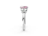 White gold Fancy Pink Oval  Cut Diamond Cluster Ring with Round Accent Stones and Prong Setting on a Classic Band_51
