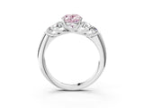 White gold Fancy Pink Oval  Cut Diamond Cluster Ring with Round Accent Stones and Prong Setting on a Classic Band_52