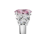 White gold Fancy Pink Oval  Cut Diamond Cluster Ring with Round Accent Stones and Prong Setting on a Classic Band_54