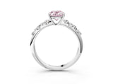 White gold Fancy Pink Oval Cut Diamond Cluster Side Stone Solitaire Ring with Prong Setting_101
