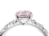 White gold Fancy Pink Oval Cut Diamond Cluster Side Stone Solitaire Ring with Prong Setting_102