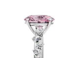 White gold Fancy Pink Oval Cut Diamond Cluster Side Stone Solitaire Ring with Prong Setting_107