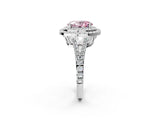 White gold Fancy Pink Oval Cut Diamond Double Halo Ring with Pavé Band and Prong Setting_83