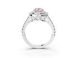 White gold Fancy Pink Oval Cut Diamond Double Halo Ring with Pavé Band and Prong Setting_84