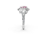 White gold Fancy Pink Oval Cut Diamond Double Halo Ring with Pavé Band and Prong Setting_98