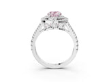 White gold Fancy Pink Oval Cut Diamond Double Halo Ring with Pavé Band and Prong Setting_99