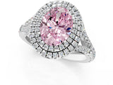 White gold Fancy Pink Oval Cut Diamond Double Halo Ring with Split Shank and Prong Setting_28