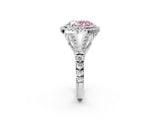 White gold Fancy Pink Oval Cut Diamond Double Halo Ring with Split Shank and Prong Setting_29