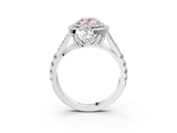 White gold Fancy Pink Oval Cut Diamond Double Halo Ring with Split Shank and Prong Setting_30