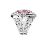 White gold Fancy Pink Oval Cut Diamond Double Halo Ring with Split Shank and Prong Setting_32